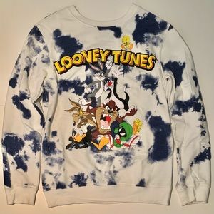 Tie-Dye Looney Tunes Sweatshirt Blue and White